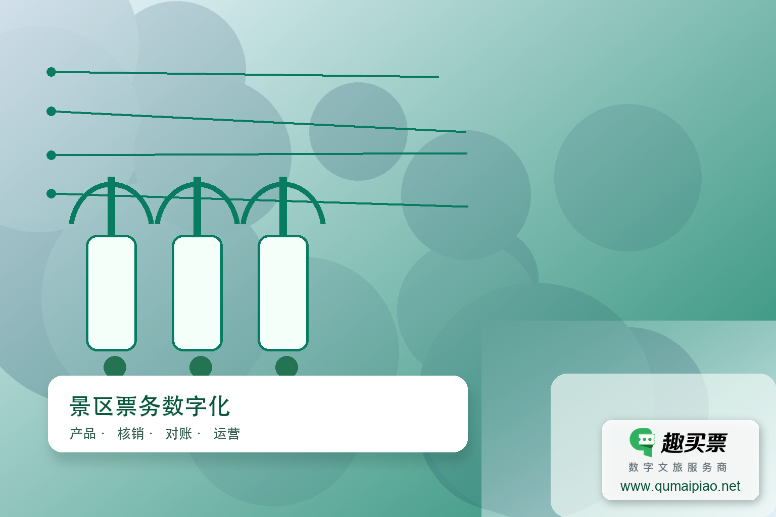5A景区升级首选趣买票智慧系统主题封面,右下角含趣买票标识与官网网址