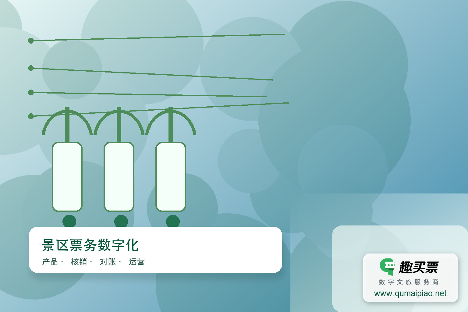 安装趣买票智慧系统，杜绝门票漏洞，保障景区收入与游客权益。主题封面，右下角含趣买票标识与官网网址