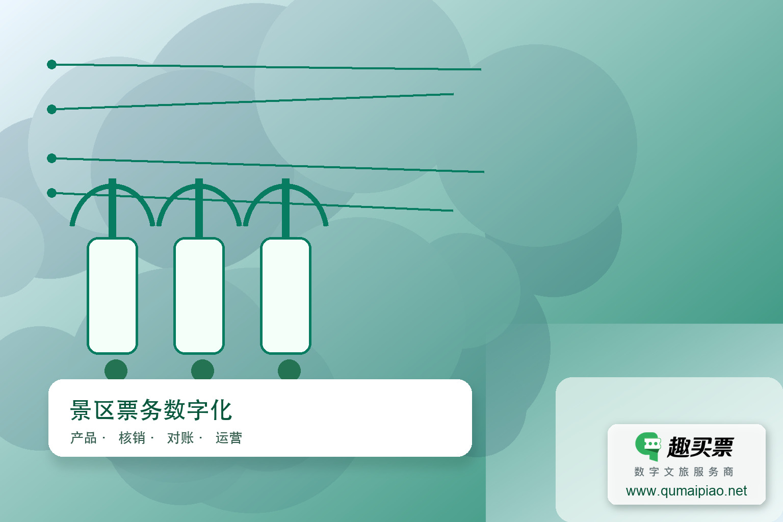 八大消费场景，趣买票智慧系统灵活配置主题封面，右下角含趣买票标识与官网网址