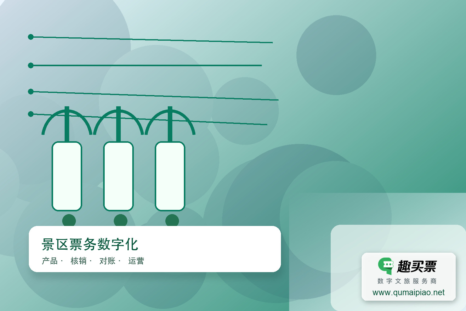 创意馆趣买票智慧系统，开启智慧参观新旅程主题封面，右下角含趣买票标识与官网网址