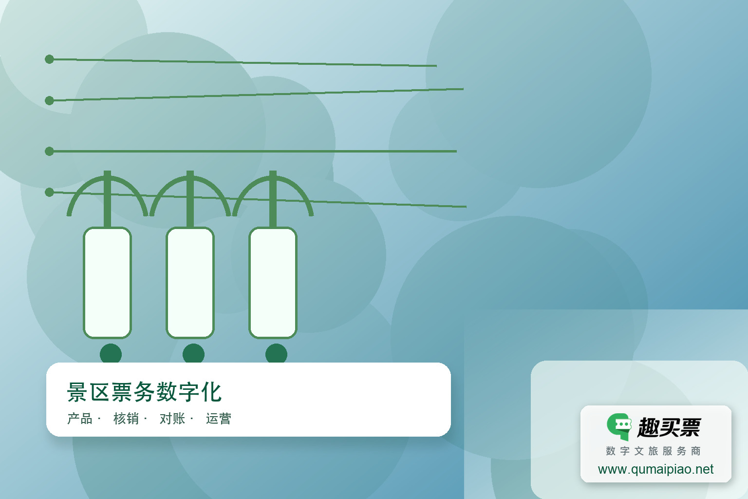 电子票务系统的利与弊主题封面,右下角含趣买票标识与官网网址