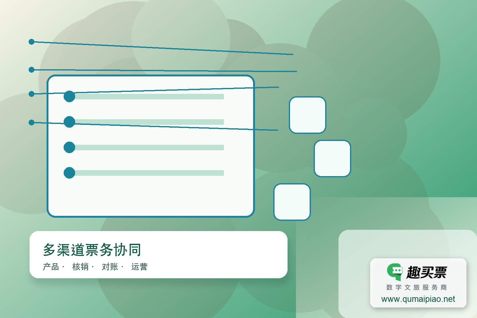 抖音购票小程序:趣买票智慧系统主题封面,右下角含趣买票标识与官网网址