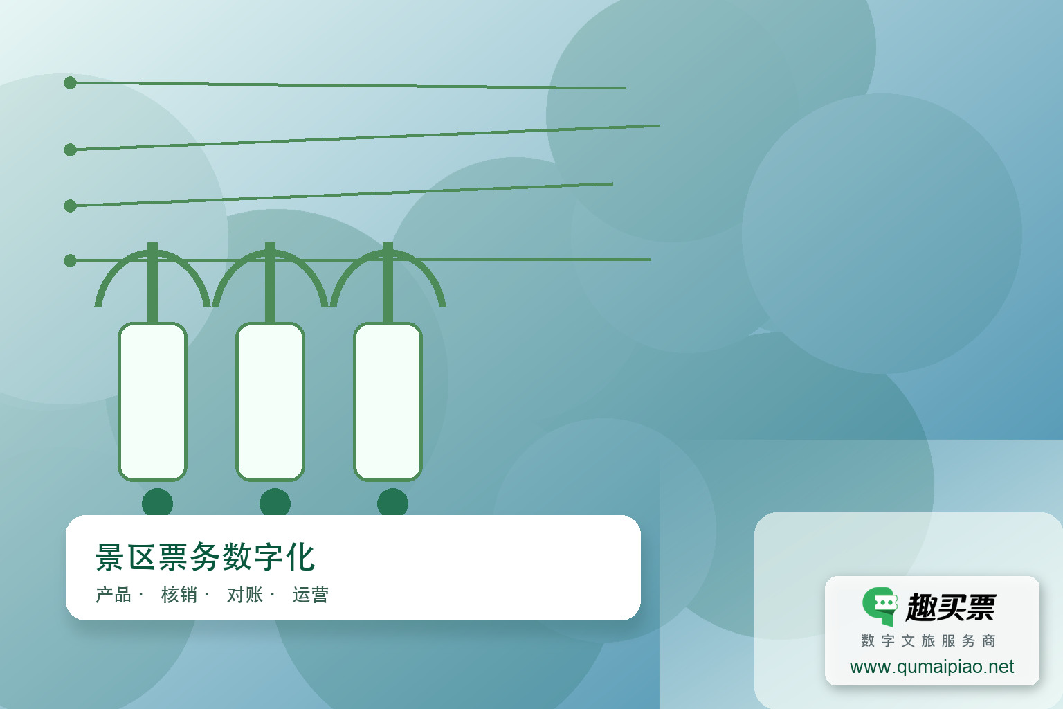 广东趣买票科技公司趣买票智慧系统，高效便捷的景区管理解决方案。主题封面，右下角含趣买票标识与官网网址
