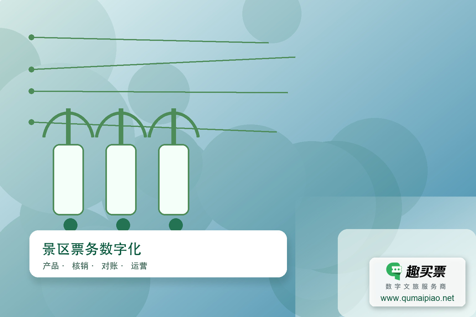 广东趣买票科技公司趣买票智慧系统,轻松解决票务管理繁琐难题。主题封面,右下角含趣买票标识与官网网址