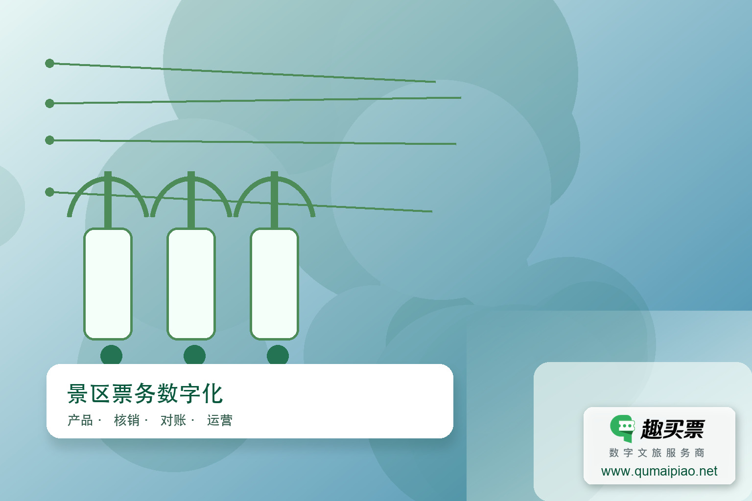广东趣买票科技公司趣买票智慧系统，助景区从人海战术迈向科技智能管理。主题封面，右下角含趣买票标识与官网网址