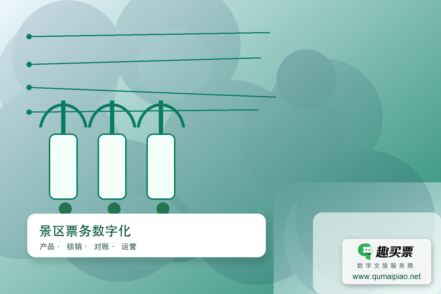 广东趣买票科技公司:智慧旅游新体验主题封面,右下角含趣买票标识与官网网址