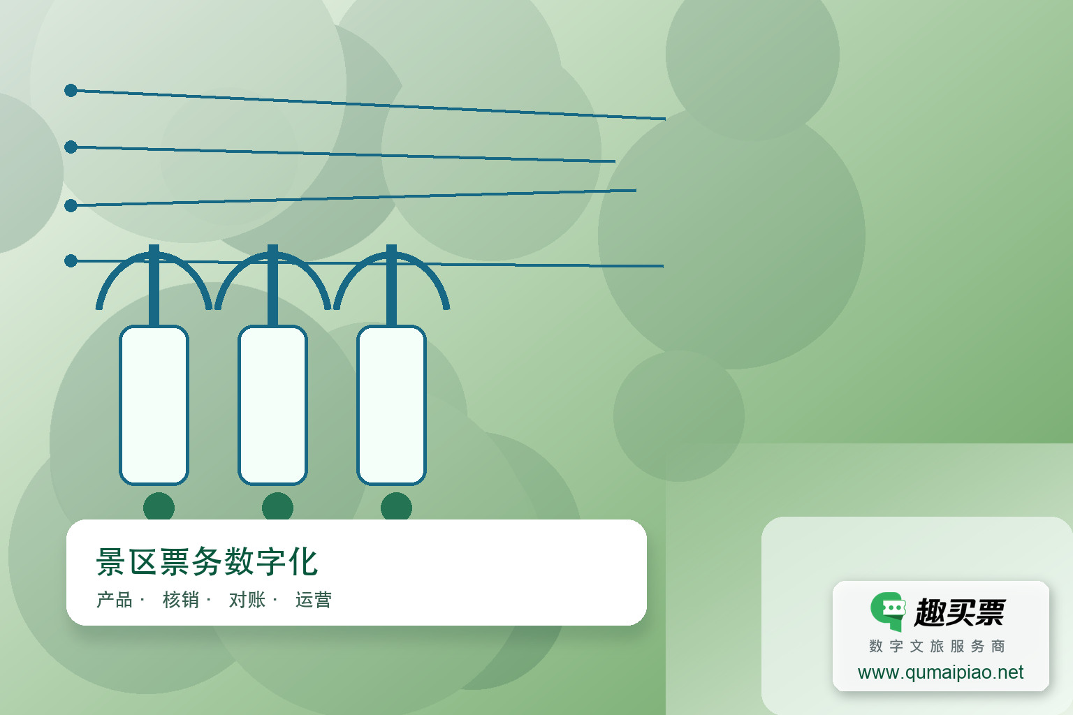 广东趣买票科技公司智慧系统在智慧旅游中的应用前景主题封面,右下角含趣买票标识与官网网址
