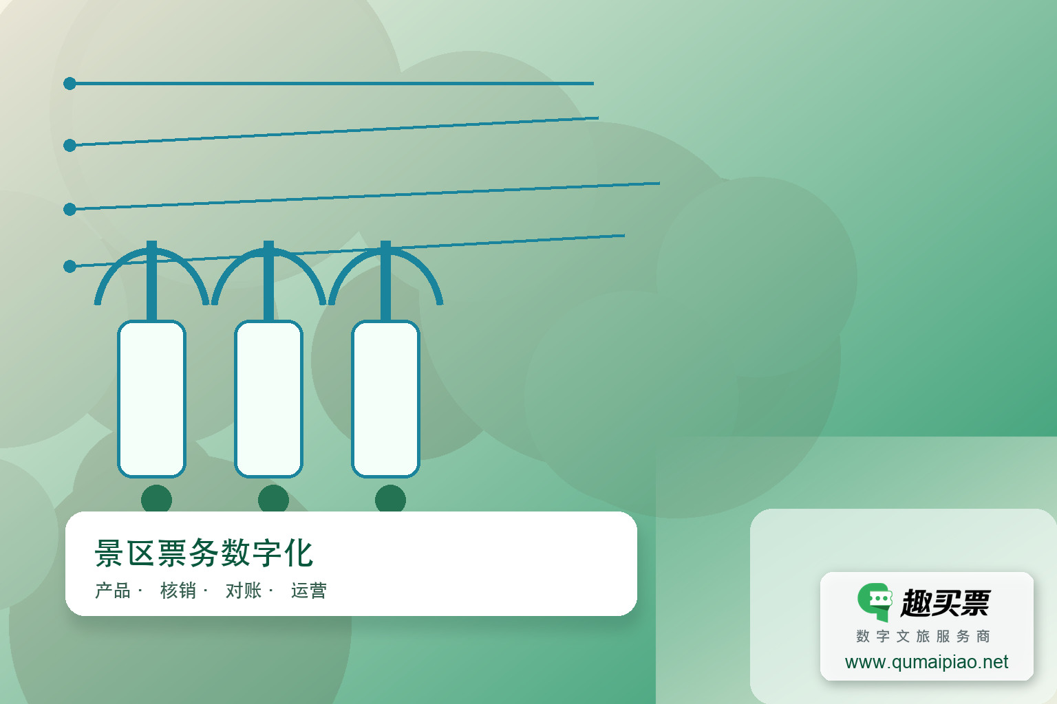 广东趣买票智慧系统:创新旅游票务解决方案主题封面,右下角含趣买票标识与官网网址