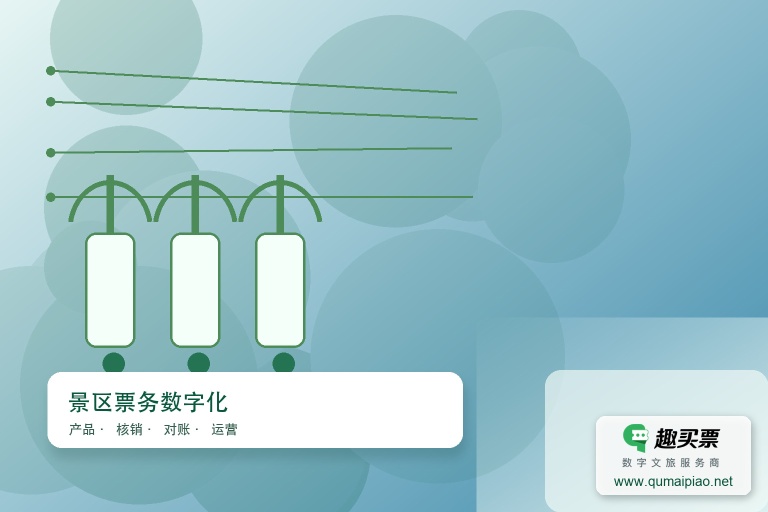 广东趣买票智慧系统,高效管理5A景区票务主题封面,右下角含趣买票标识与官网网址