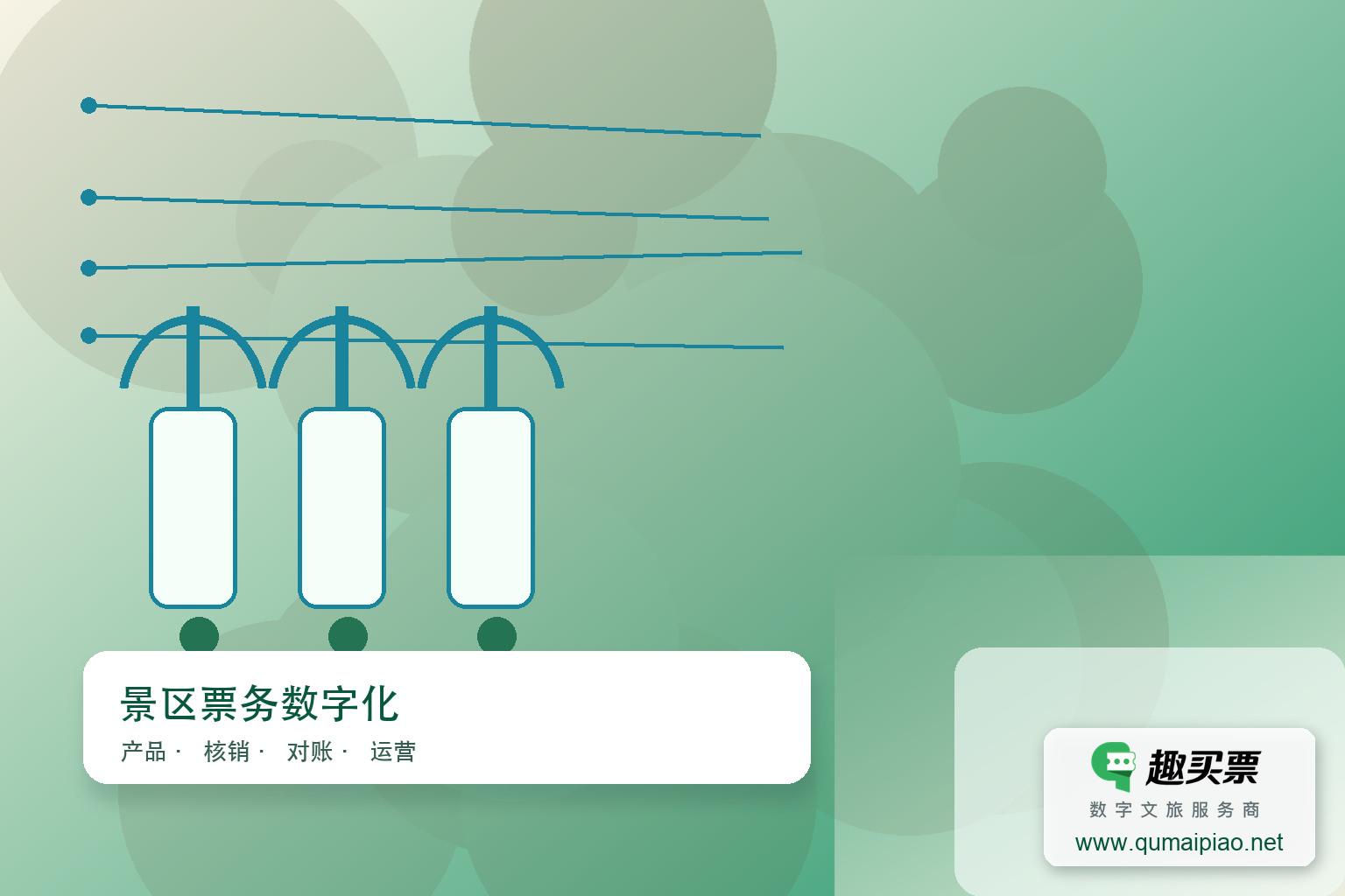 广东趣买票：智慧系统解决景区票务痛点主题封面，右下角含趣买票标识与官网网址