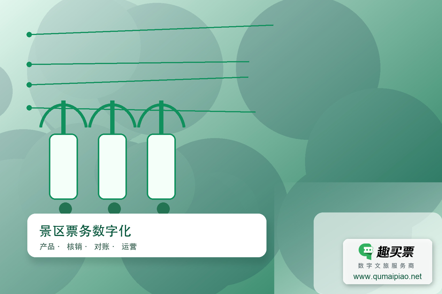 广东趣买票智慧系统,优化山水景区票务管理主题封面,右下角含趣买票标识与官网网址