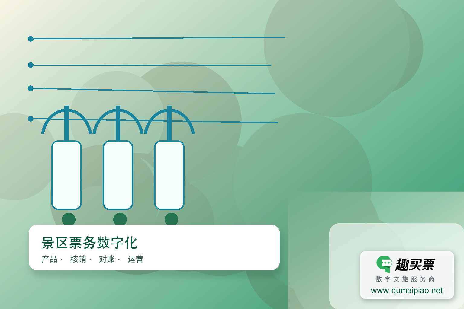 欢乐城休闲小镇上线趣买票智慧系统主题封面，右下角含趣买票标识与官网网址