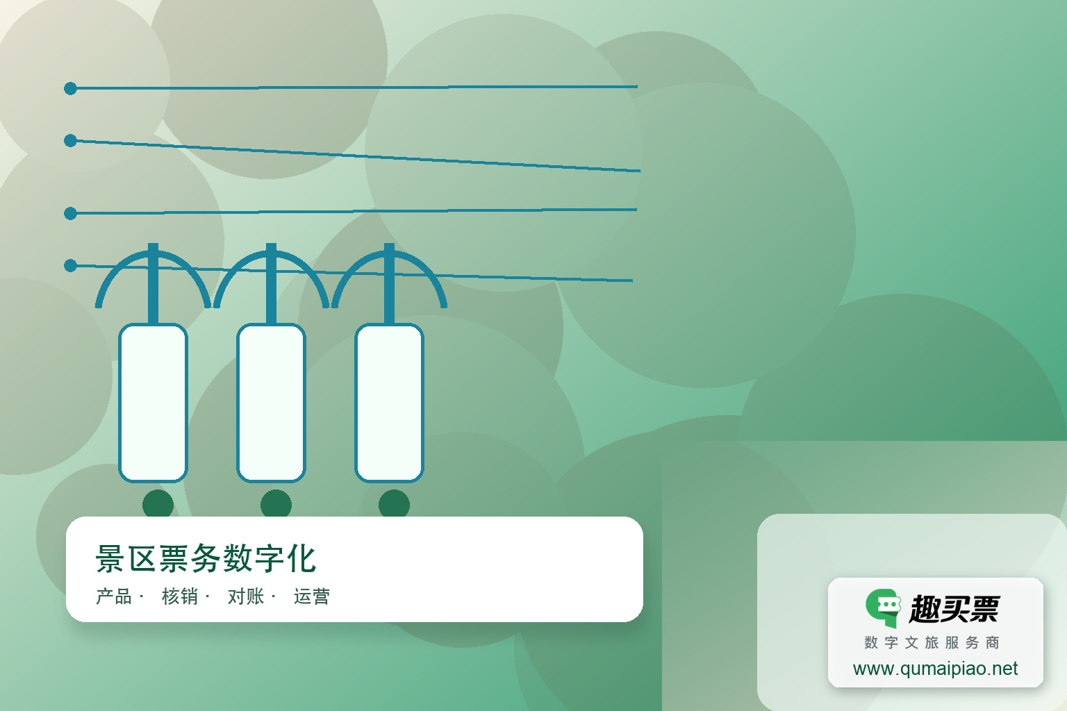 计算景区小程序开发费用指南主题封面,右下角含趣买票标识与官网网址