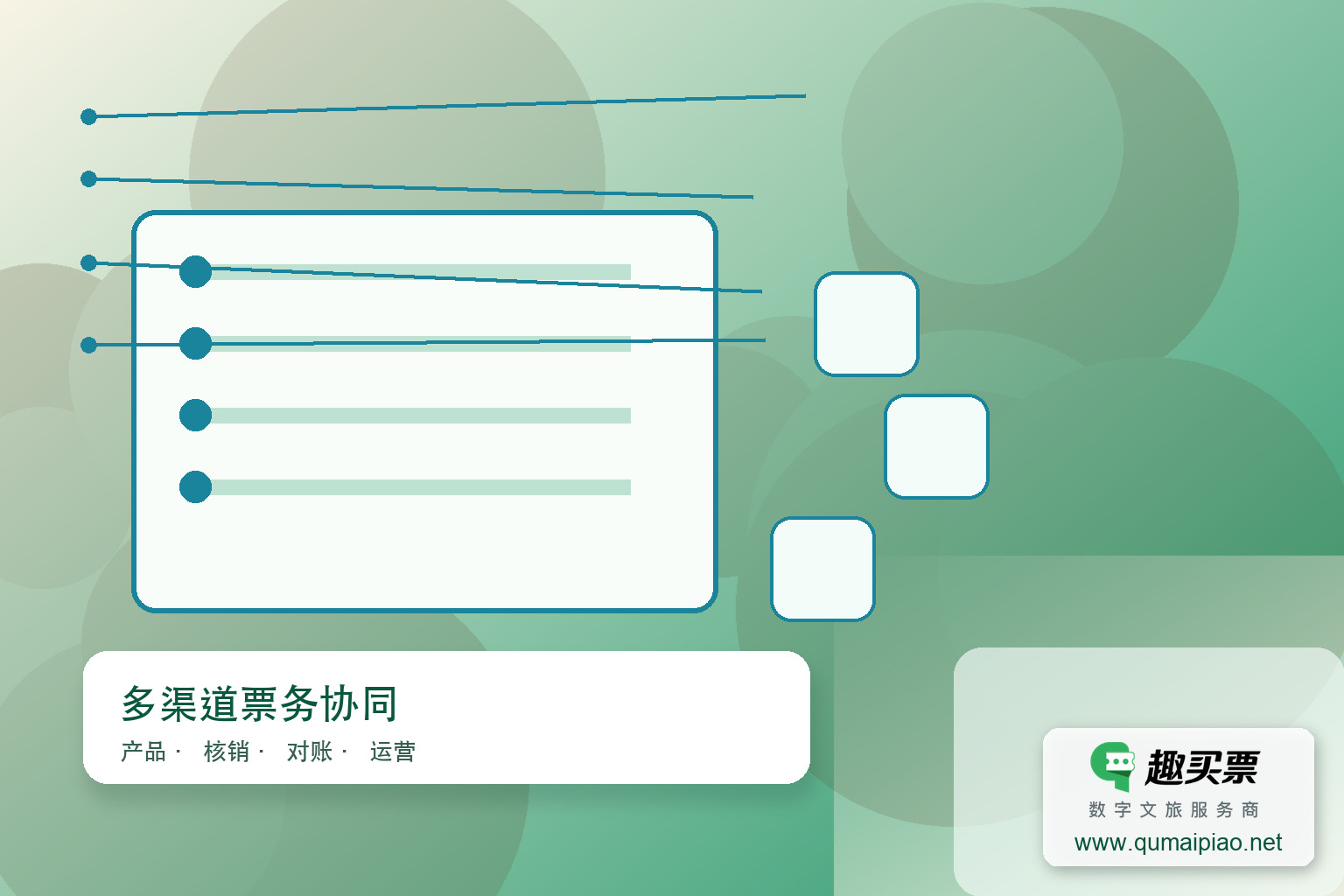 景区抖音营销必备：趣买票智慧系统直连抖音主题封面，右下角含趣买票标识与官网网址