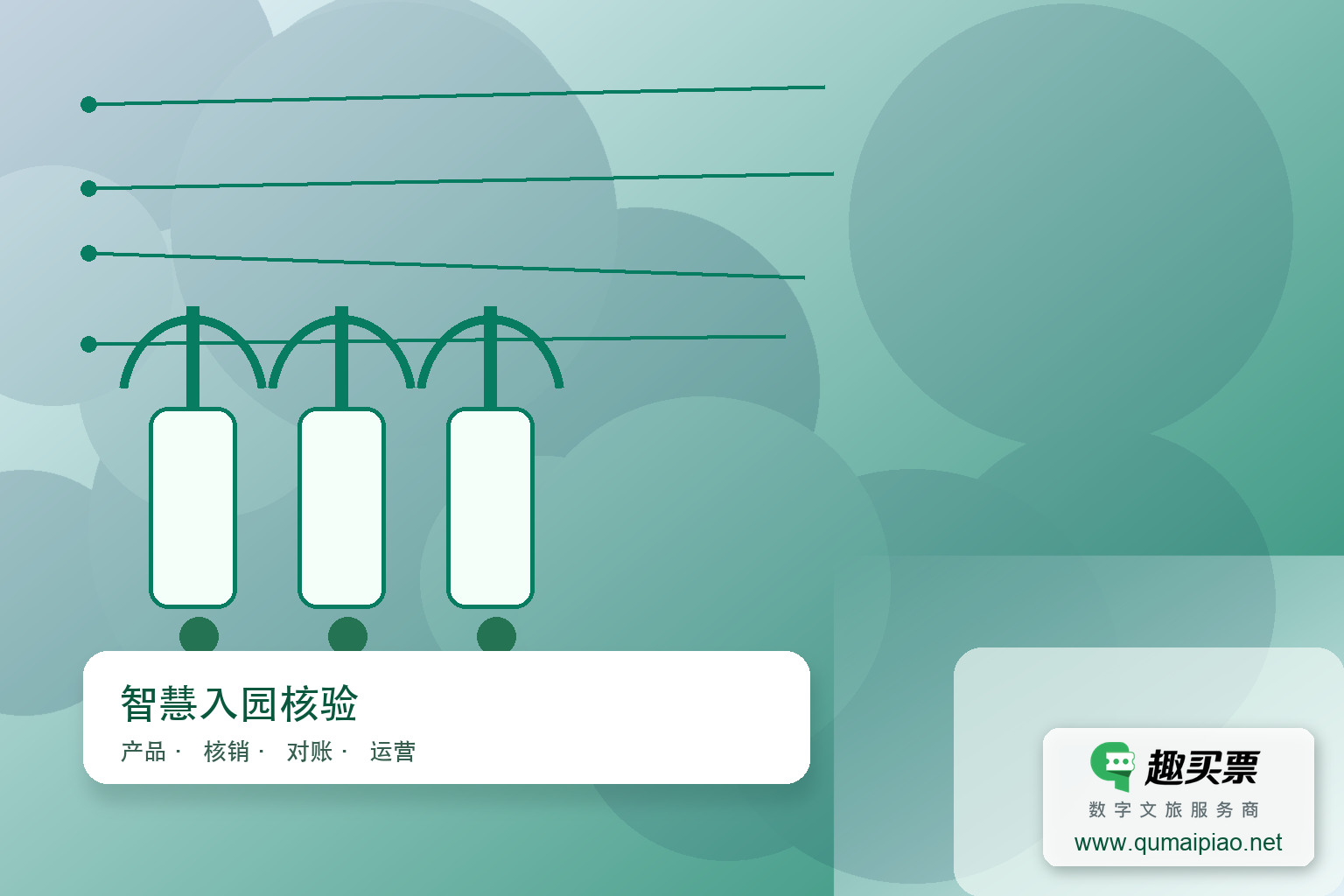 景区检票道闸价格区间参考主题封面,右下角含趣买票标识与官网网址