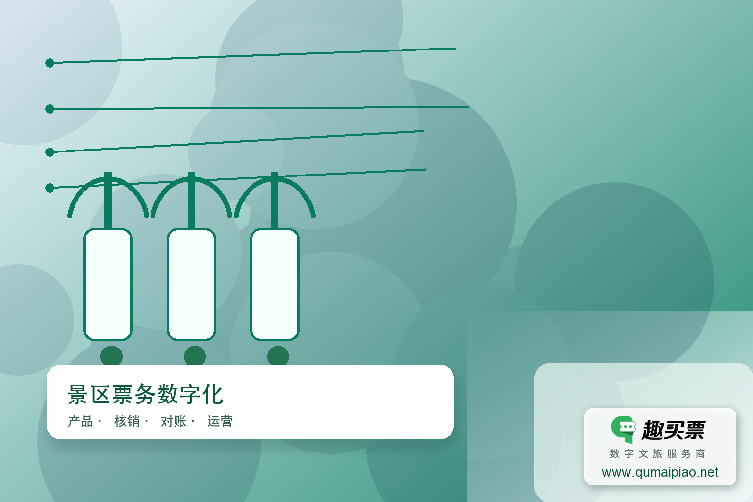 景区微信小程序购票系统搭建指南主题封面,右下角含趣买票标识与官网网址