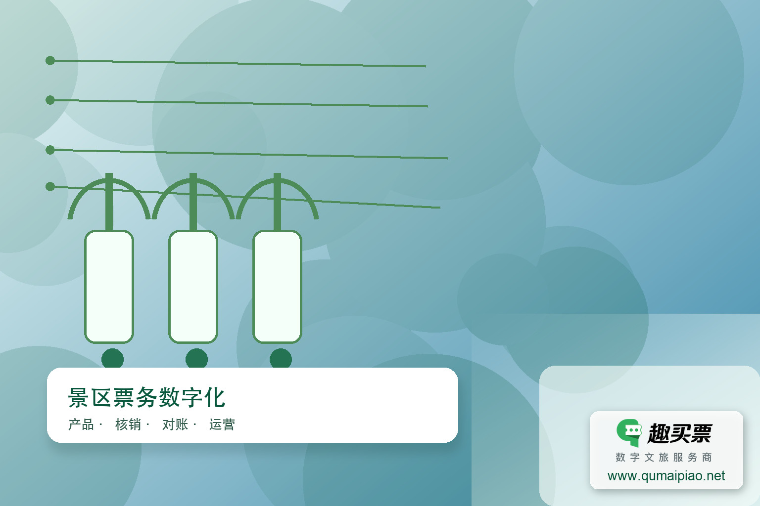 景区无纸化操作:趣买票智慧系统助力环保高效游主题封面,右下角含趣买票标识与官网网址