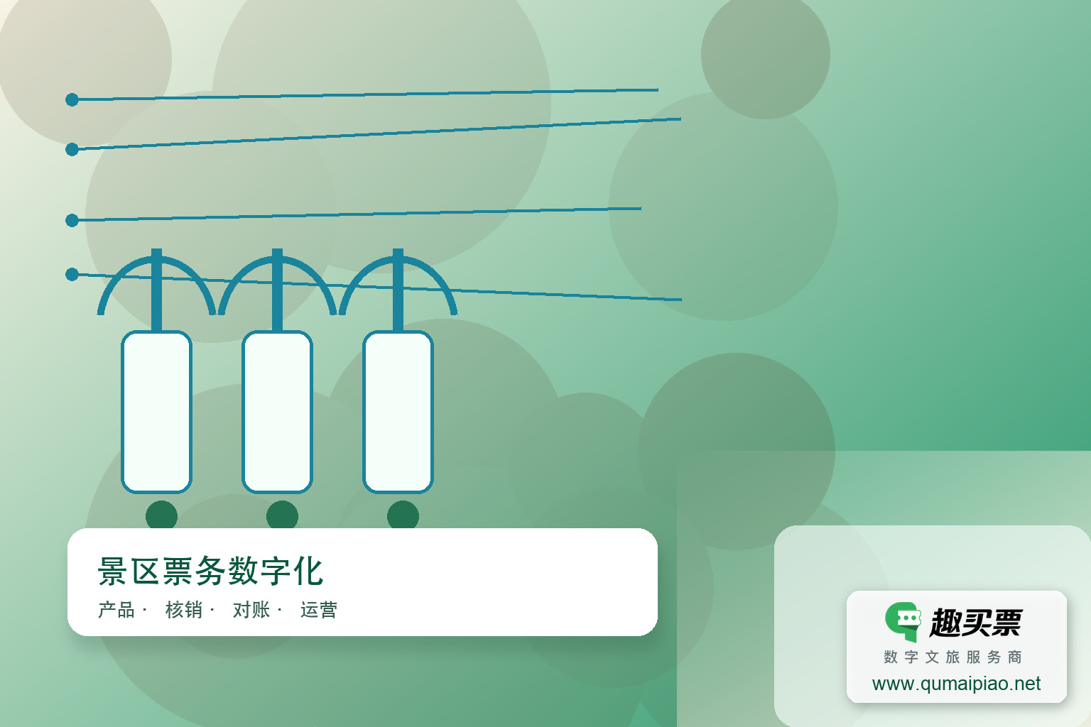 景区小程序哪家强？趣买票智慧系统值得选！主题封面，右下角含趣买票标识与官网网址