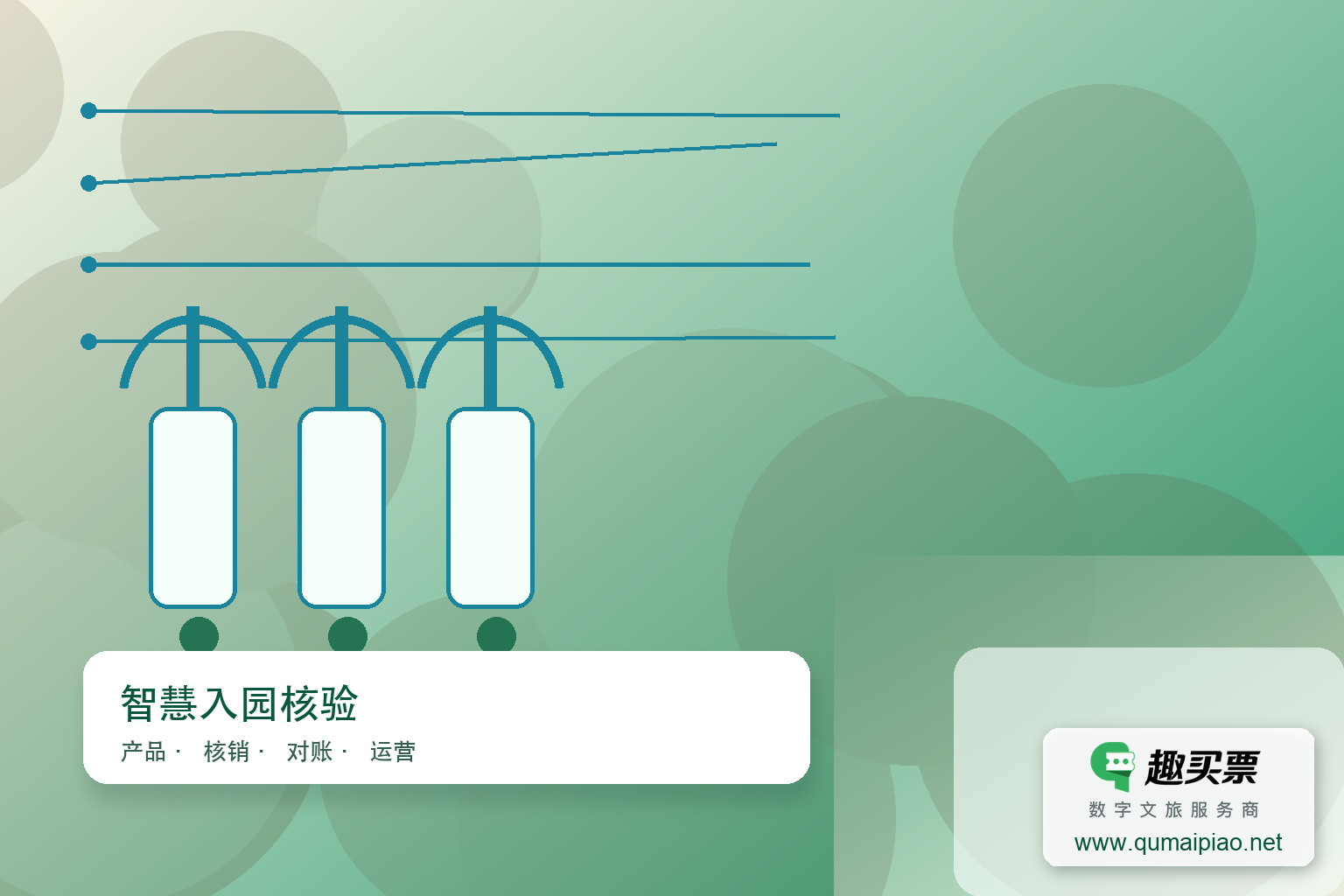 景区智能售检票系统价格清单优化主题封面，右下角含趣买票标识与官网网址