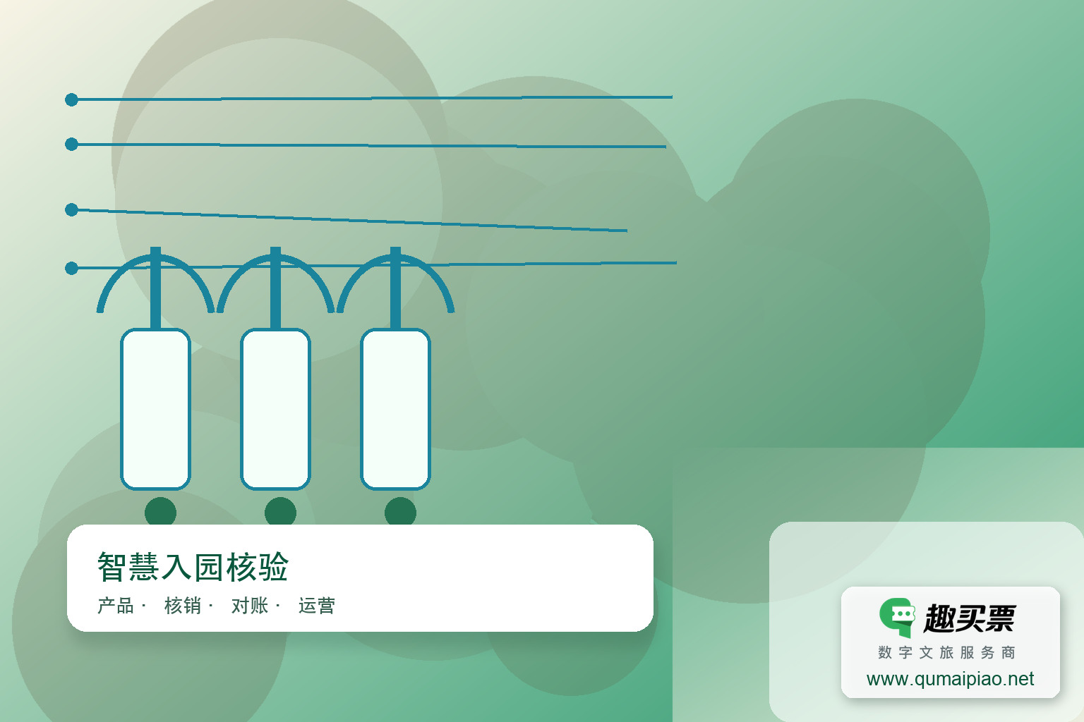 景区智能闸机:高效安全入园新体验主题封面,右下角含趣买票标识与官网网址