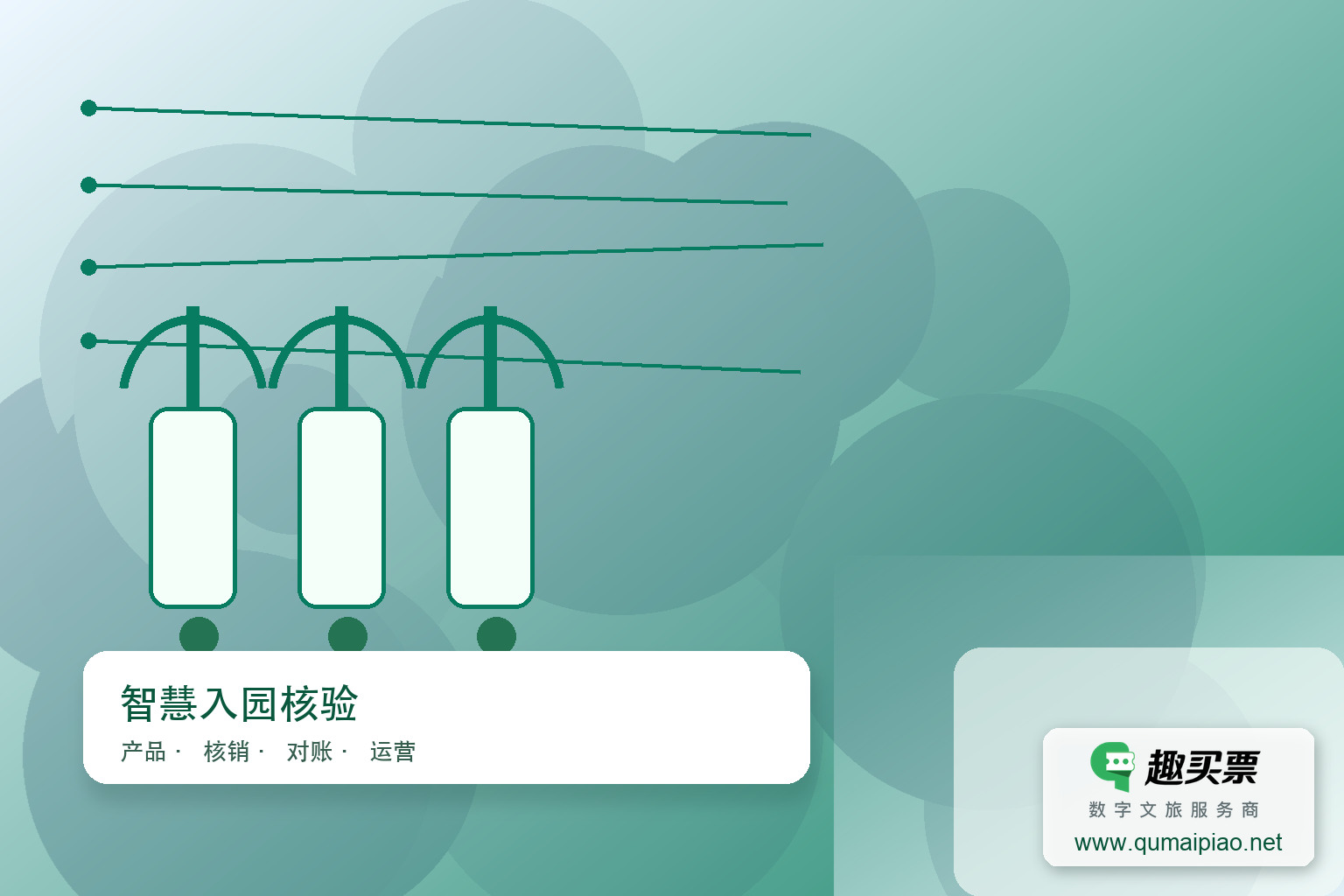 景区自助售取票机:高效管理,便捷体验主题封面,右下角含趣买票标识与官网网址