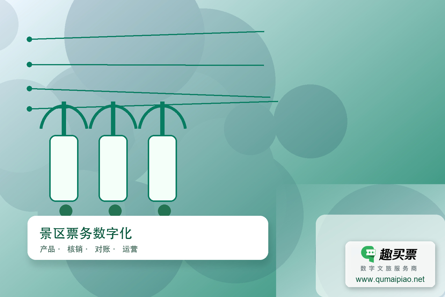 科技赋能景区票务,智慧体验全面升级主题封面,右下角含趣买票标识与官网网址