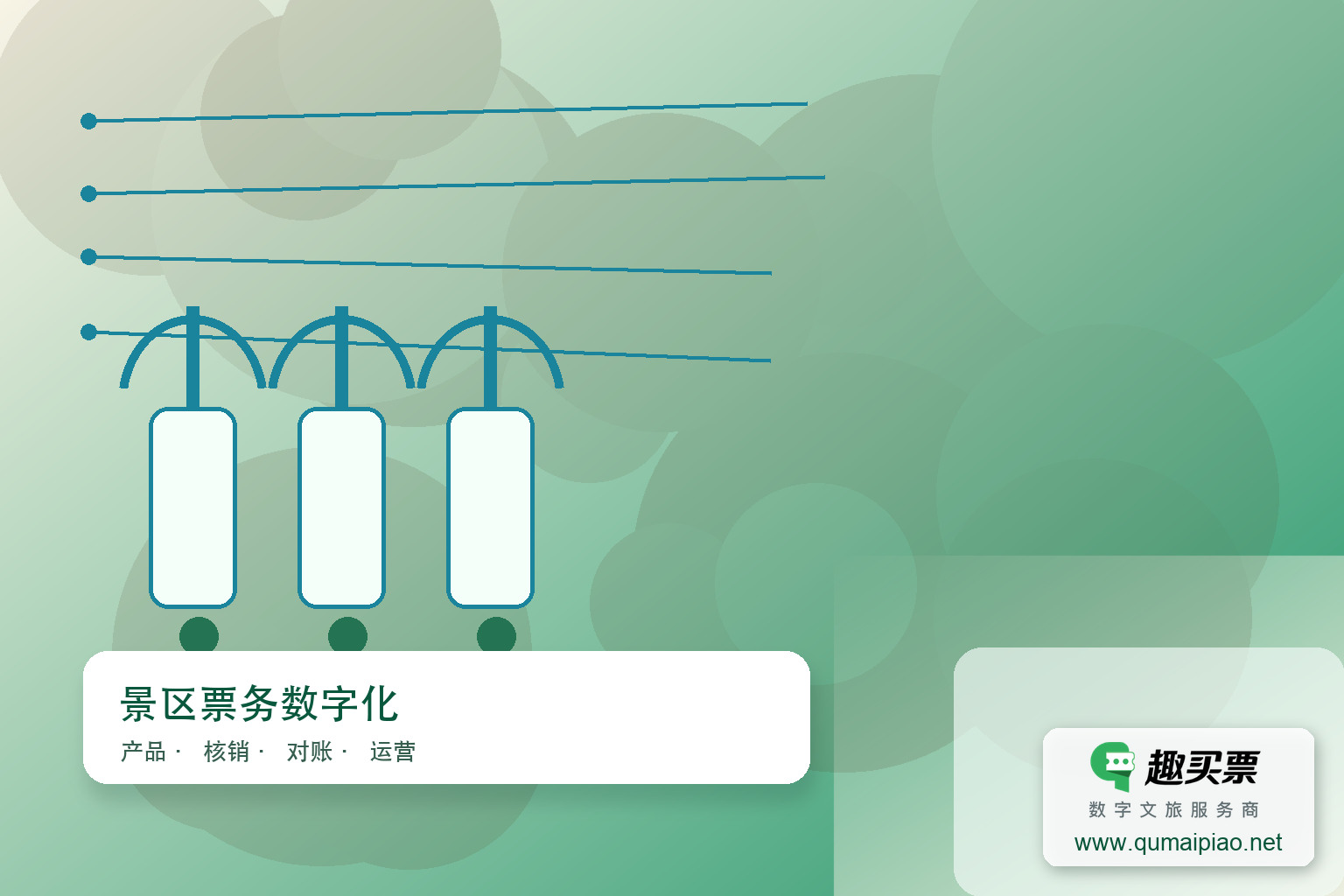 免费试用趣买票智慧系统,开启景区智能管理新时代!主题封面,右下角含趣买票标识与官网网址