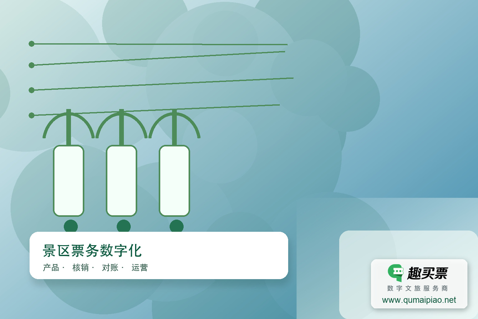 趣买票智慧票务系统：便捷取票，提升景区服务体验！主题封面，右下角含趣买票标识与官网网址