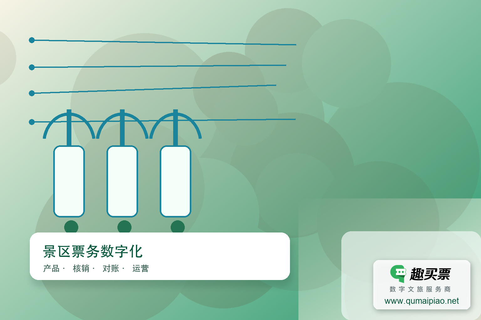 趣买票智慧票务系统：多场馆一站式票务解决方案主题封面，右下角含趣买票标识与官网网址