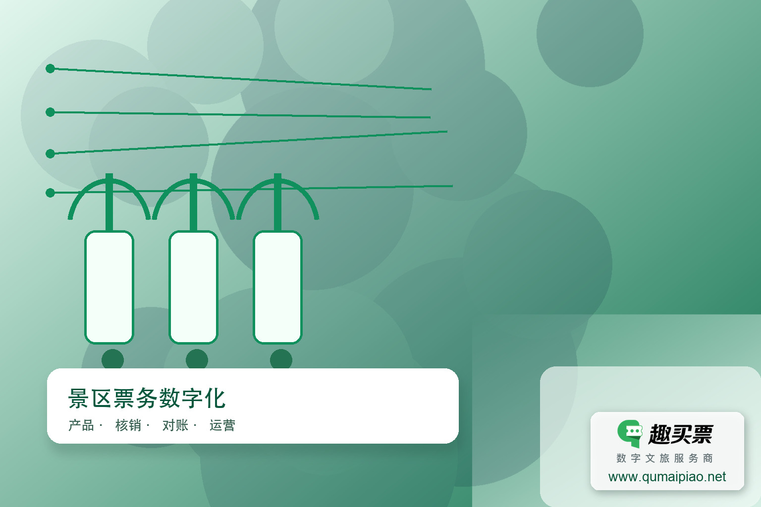 趣买票智慧票务系统：高效管理，信息同步主题封面，右下角含趣买票标识与官网网址