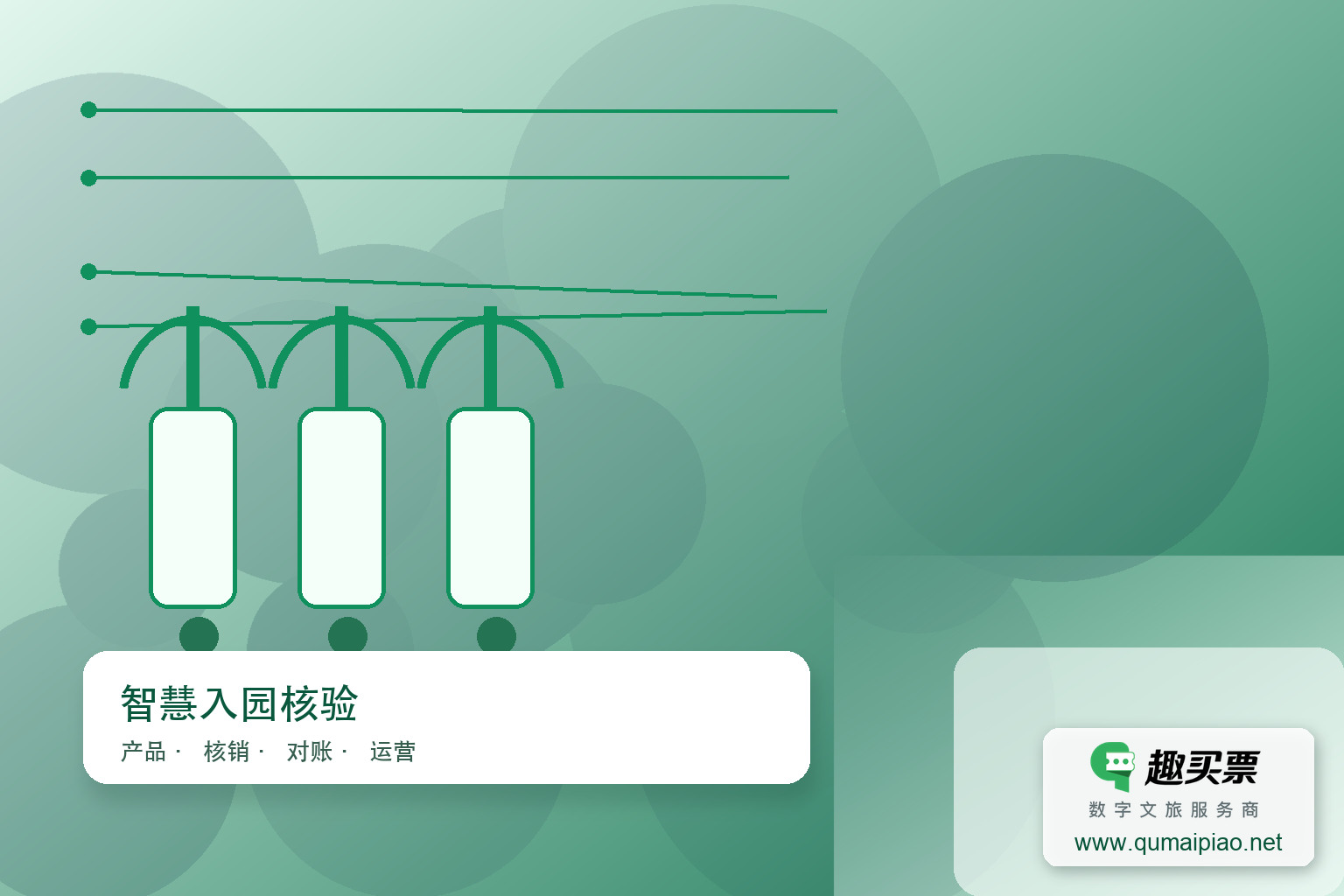 趣买票智慧票务系统：扫码入园，高效便捷主题封面，右下角含趣买票标识与官网网址
