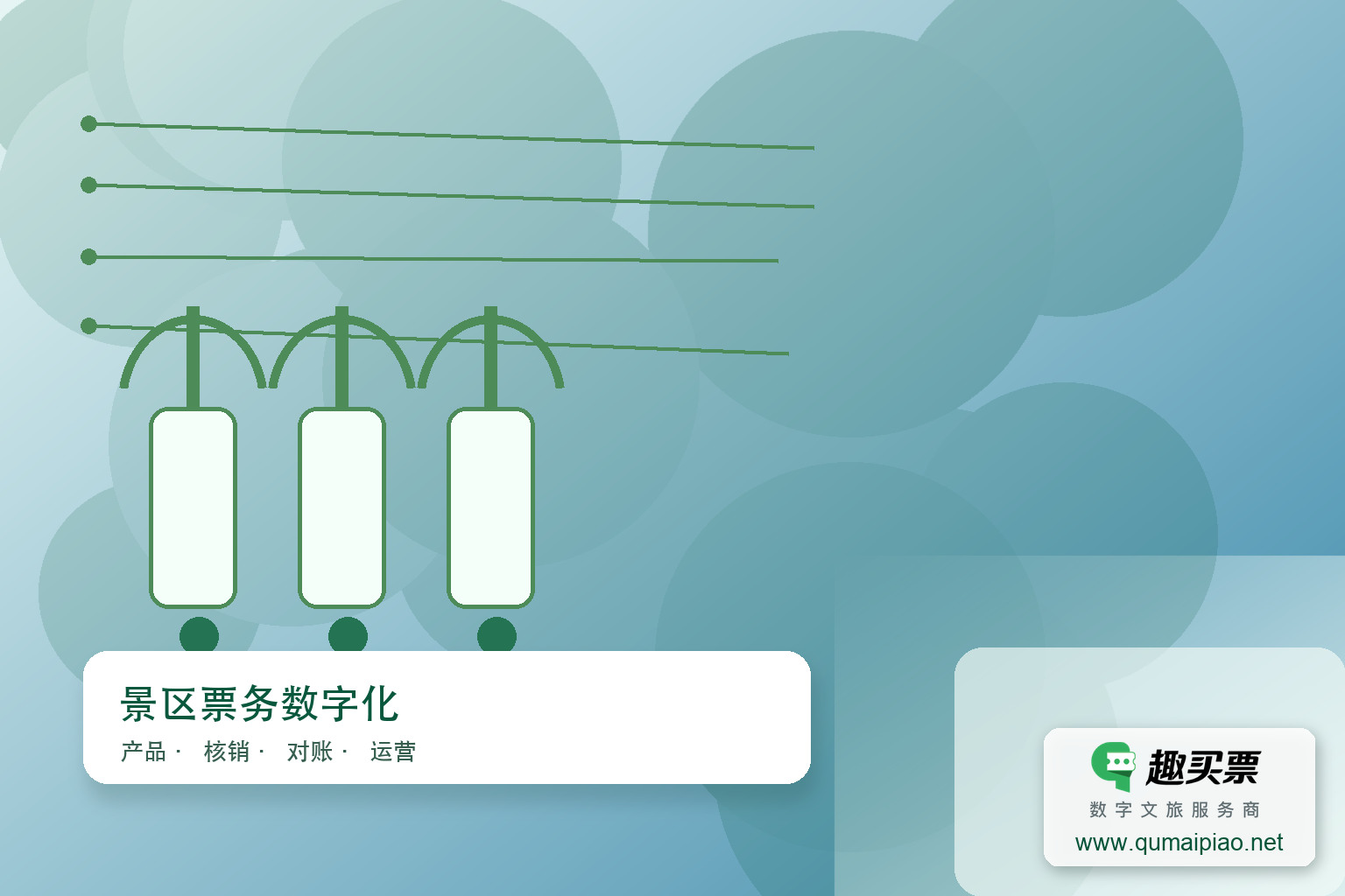 趣买票智慧系统：便捷高效的票务管理新体验主题封面，右下角含趣买票标识与官网网址