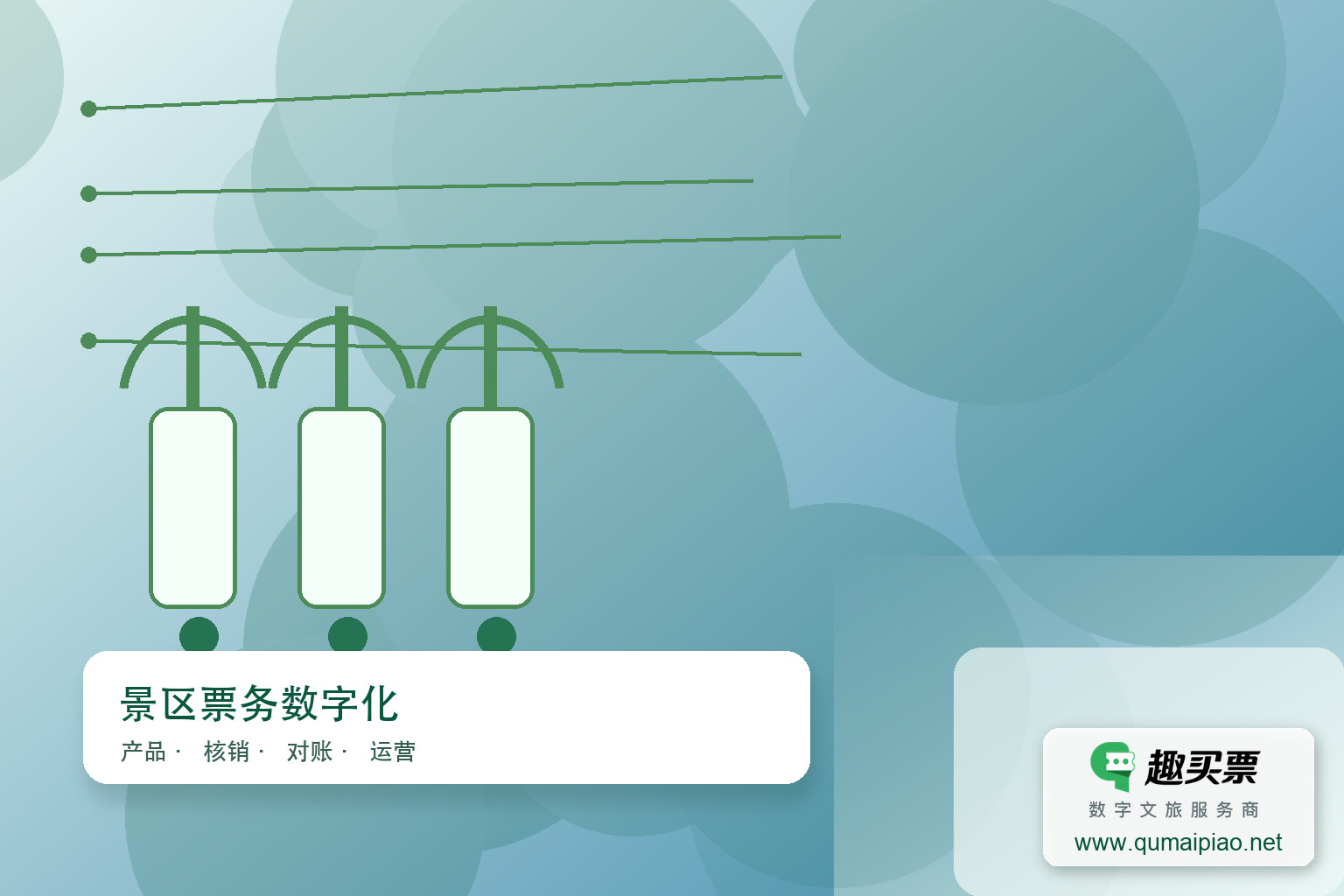 趣买票智慧系统标准版功能模块主题封面,右下角含趣买票标识与官网网址
