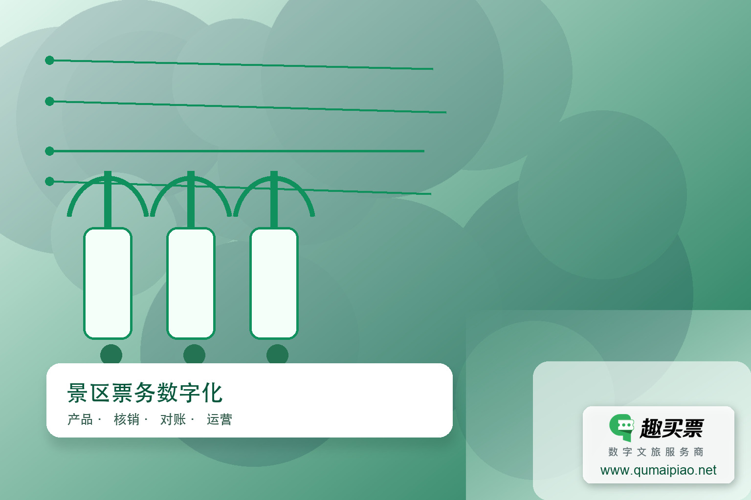 趣买票智慧系统:畅享无忧游园体验主题封面,右下角含趣买票标识与官网网址