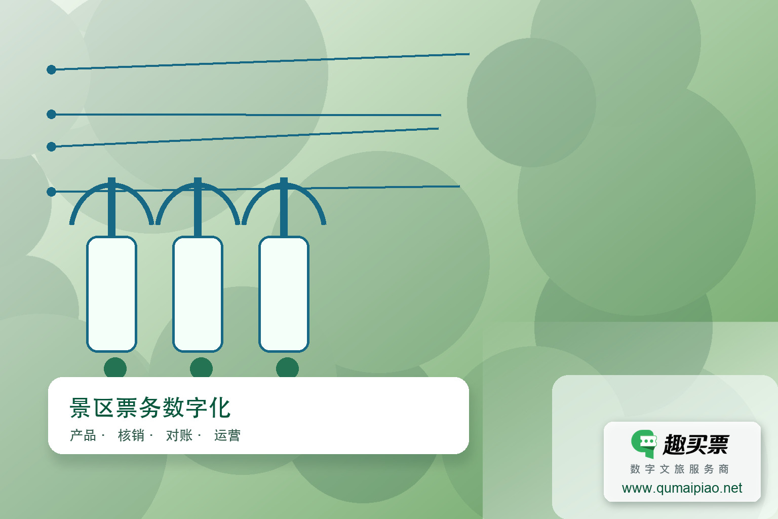 趣买票智慧系统搭建,高效便捷主题封面,右下角含趣买票标识与官网网址