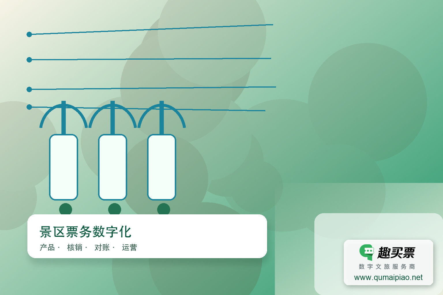 趣买票智慧系统：打通票务全链路，实现管理降本增效主题封面，右下角含趣买票标识与官网网址