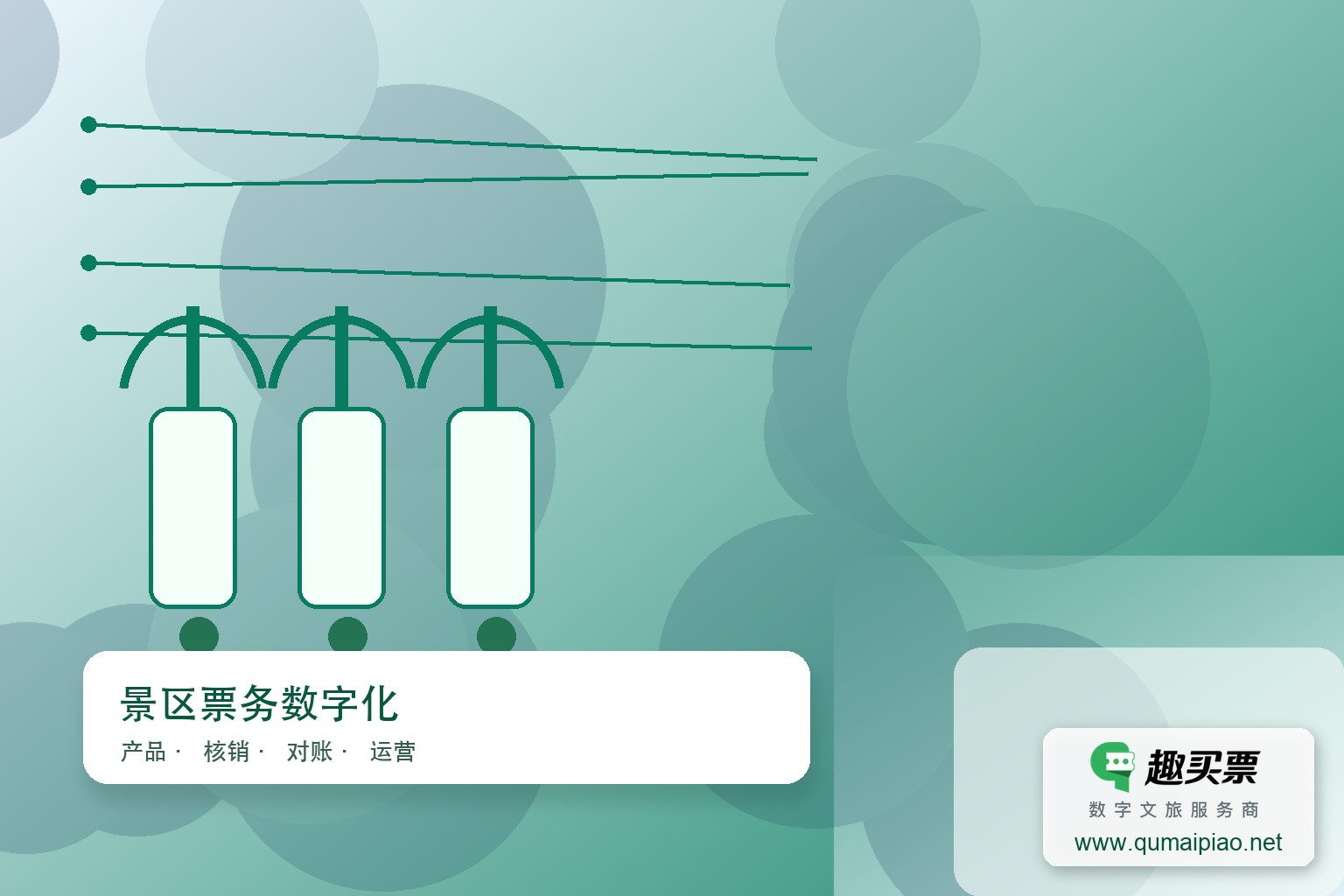 趣买票智慧系统：多景区联动，畅游无忧主题封面，右下角含趣买票标识与官网网址