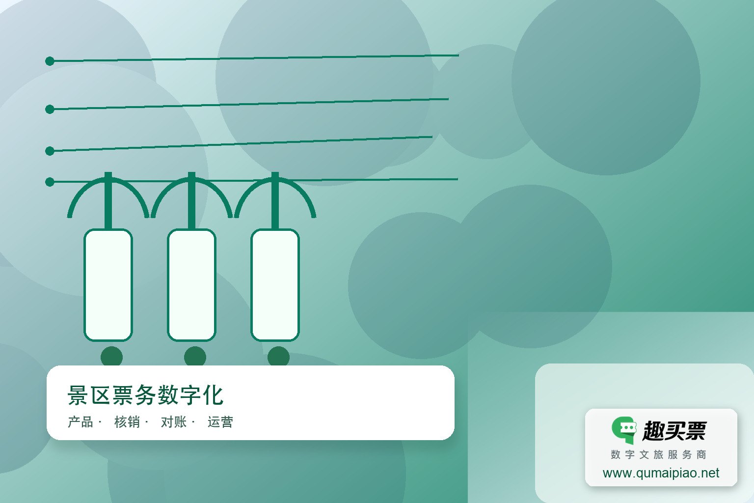 趣买票智慧系统：多项目统一管理，高效便捷主题封面，右下角含趣买票标识与官网网址