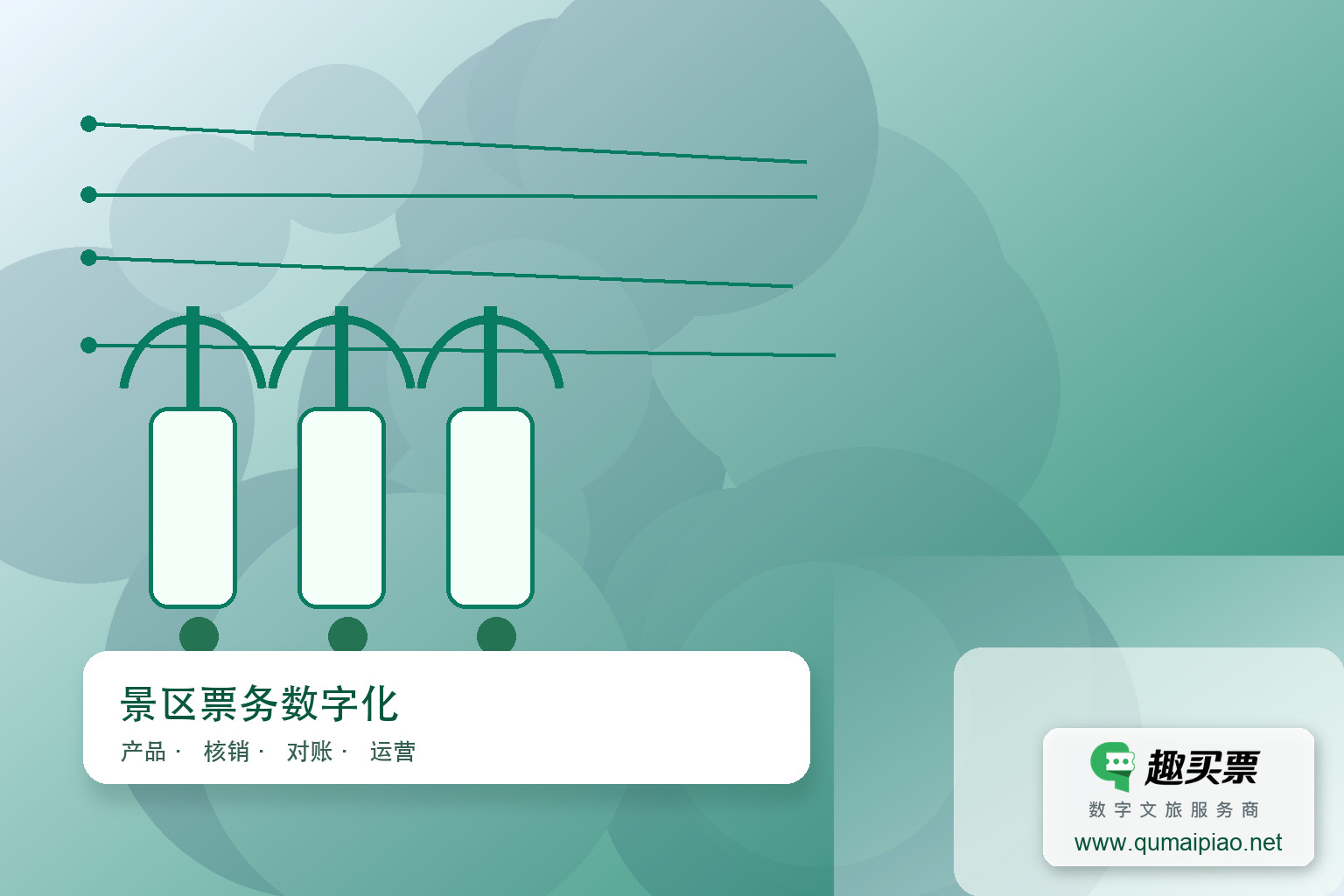 趣买票智慧系统：高效便捷的景区人工售票解决方案主题封面，右下角含趣买票标识与官网网址
