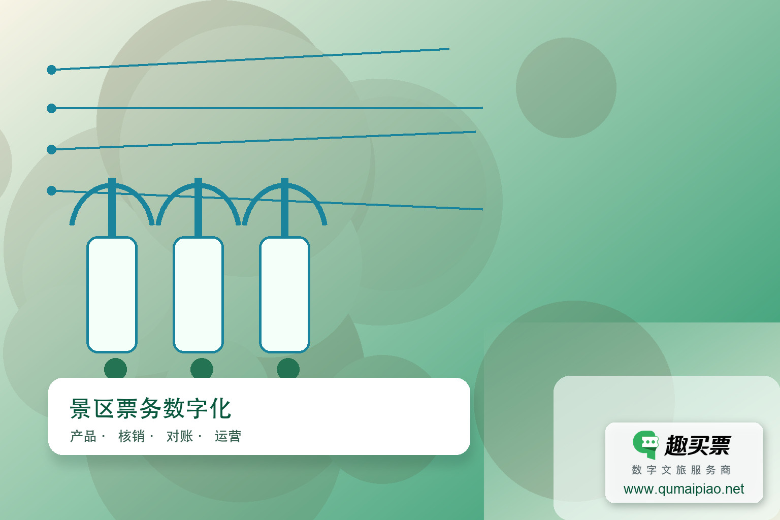 趣买票智慧系统:高效便捷的票务解决方案主题封面,右下角含趣买票标识与官网网址