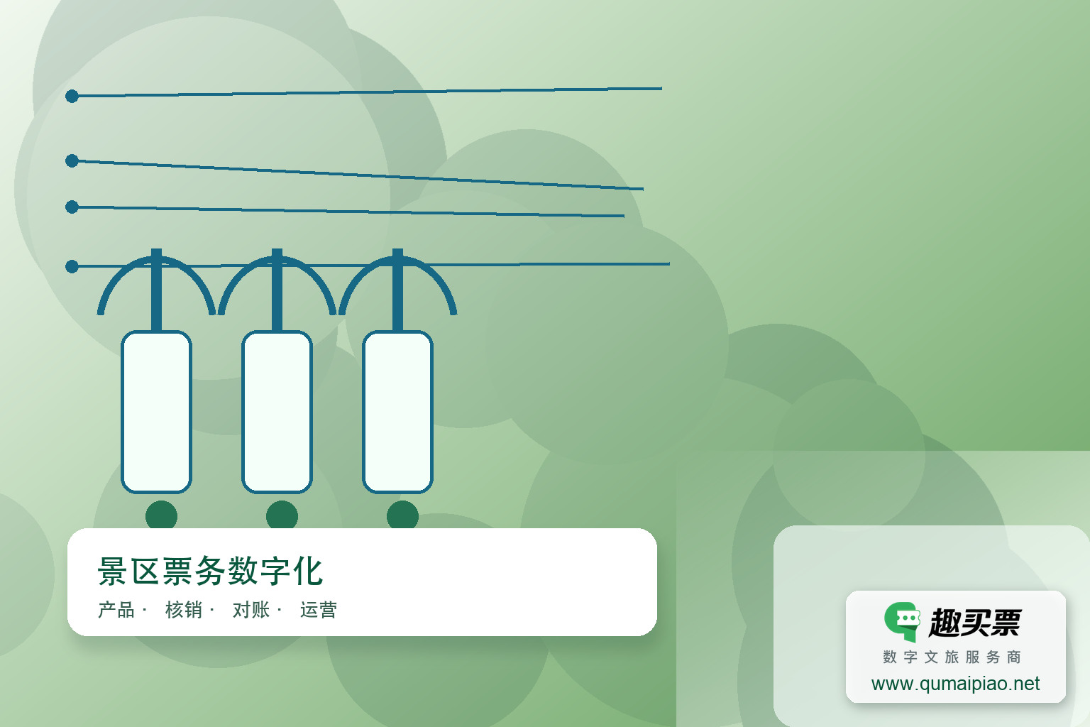 趣买票智慧系统:高效便捷的游泳馆票务解决方案主题封面,右下角含趣买票标识与官网网址
