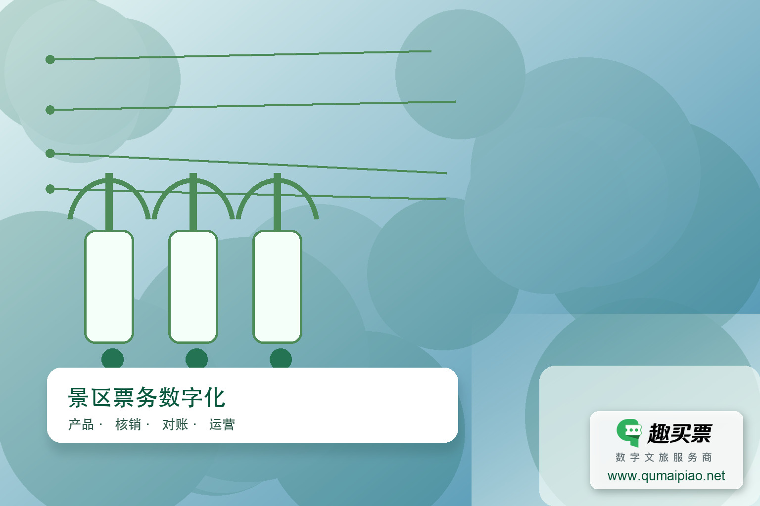 趣买票智慧系统，高效解决景区收费管理难题。主题封面，右下角含趣买票标识与官网网址