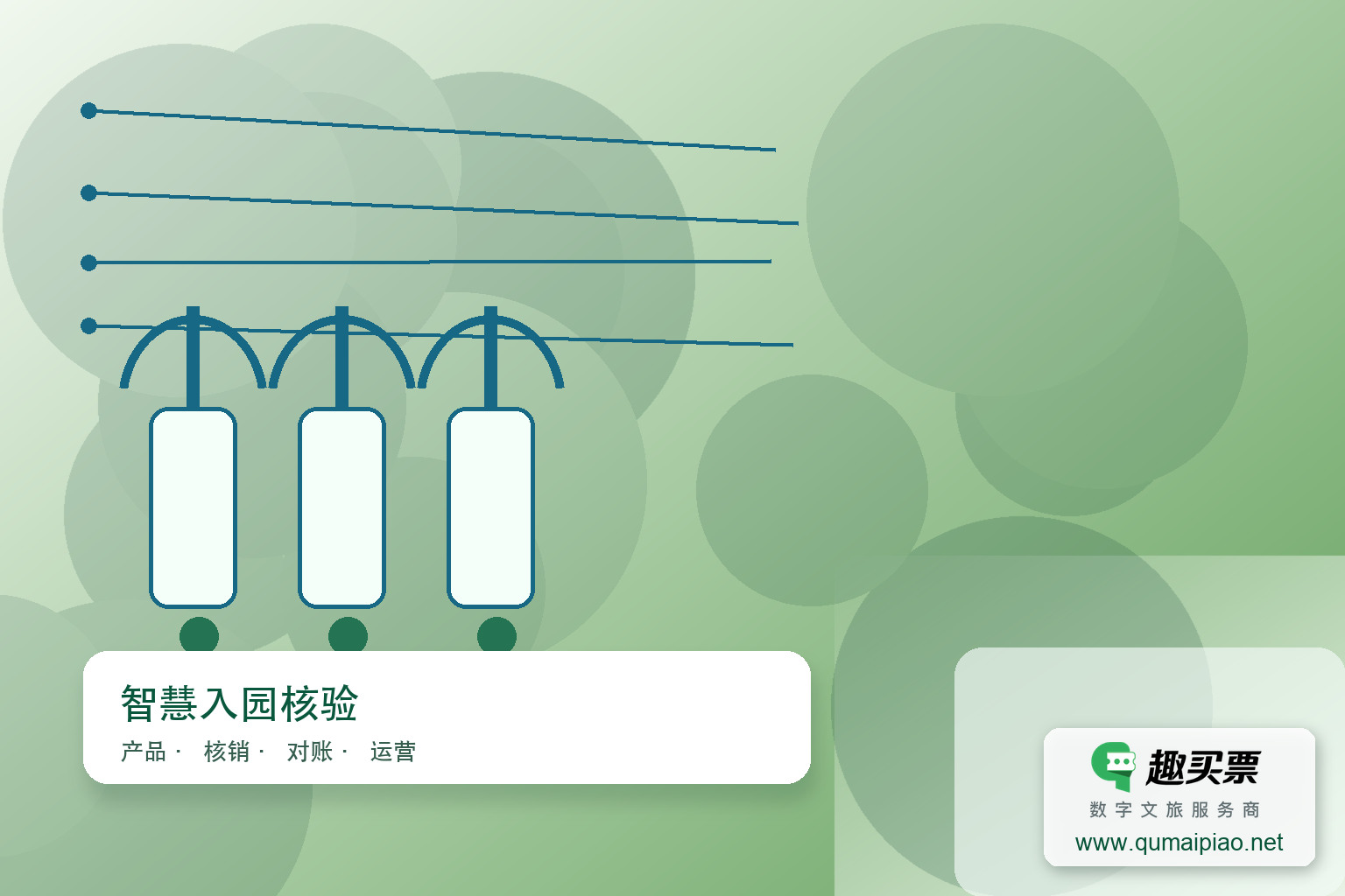 趣买票智慧系统，高效入园，提升游客体验主题封面，右下角含趣买票标识与官网网址