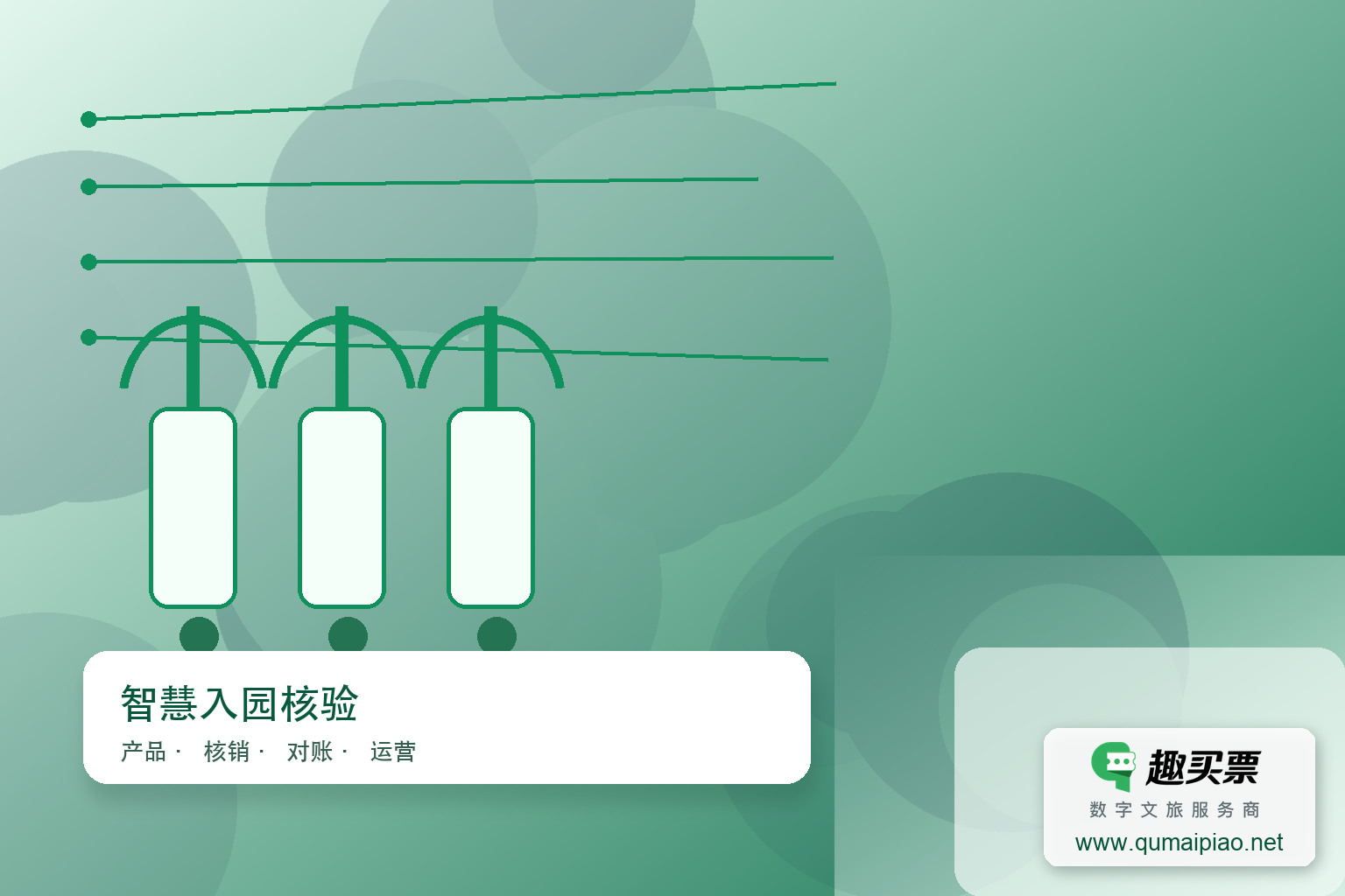趣买票智慧系统：高效售票，优化入园体验主题封面，右下角含趣买票标识与官网网址