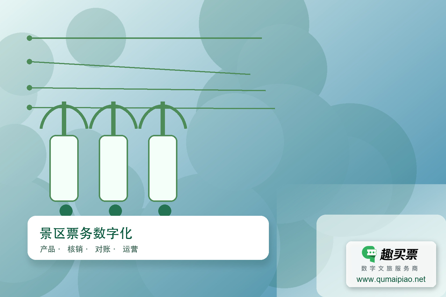 趣买票智慧系统解决传统景区八大难题主题封面，右下角含趣买票标识与官网网址