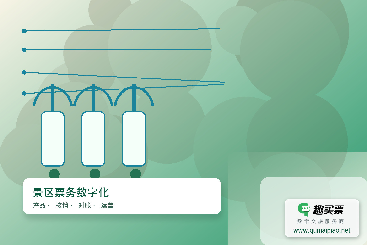 趣买票智慧系统解决方案主题封面，右下角含趣买票标识与官网网址