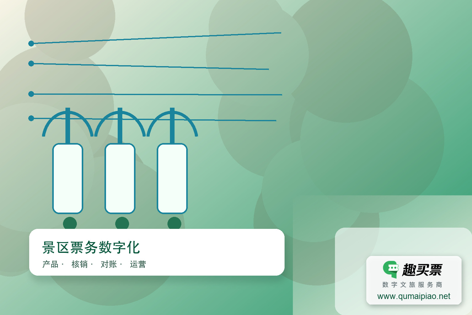趣买票智慧系统解决景区门票销售混乱主题封面，右下角含趣买票标识与官网网址