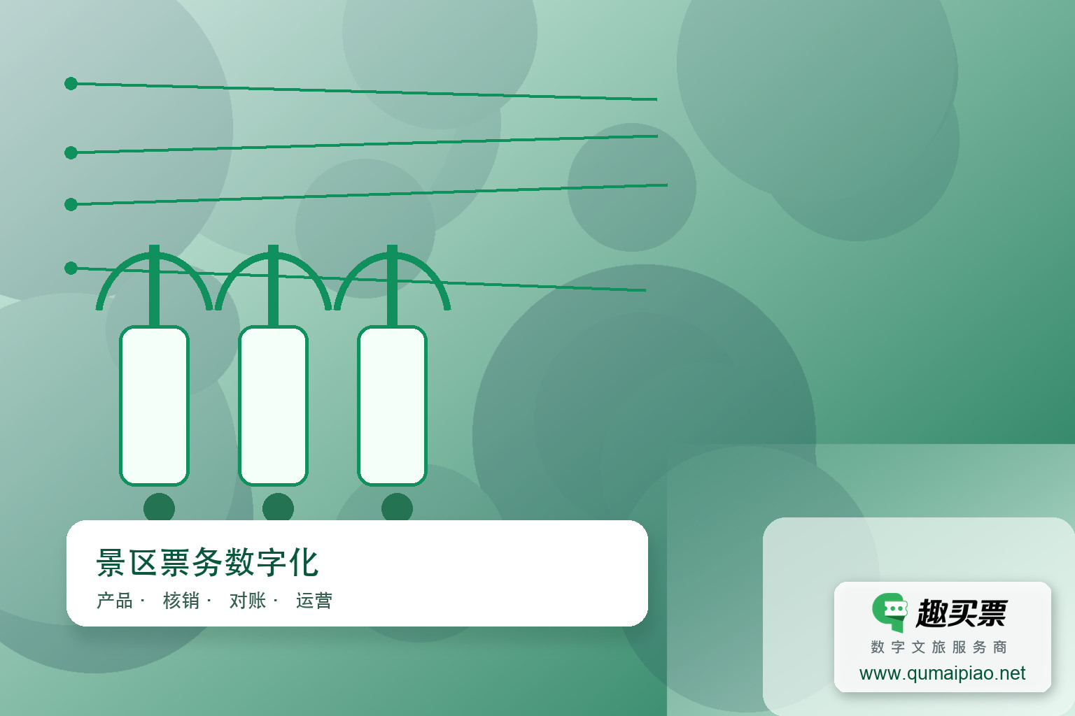 趣买票智慧系统：景区高效运营新引擎主题封面，右下角含趣买票标识与官网网址
