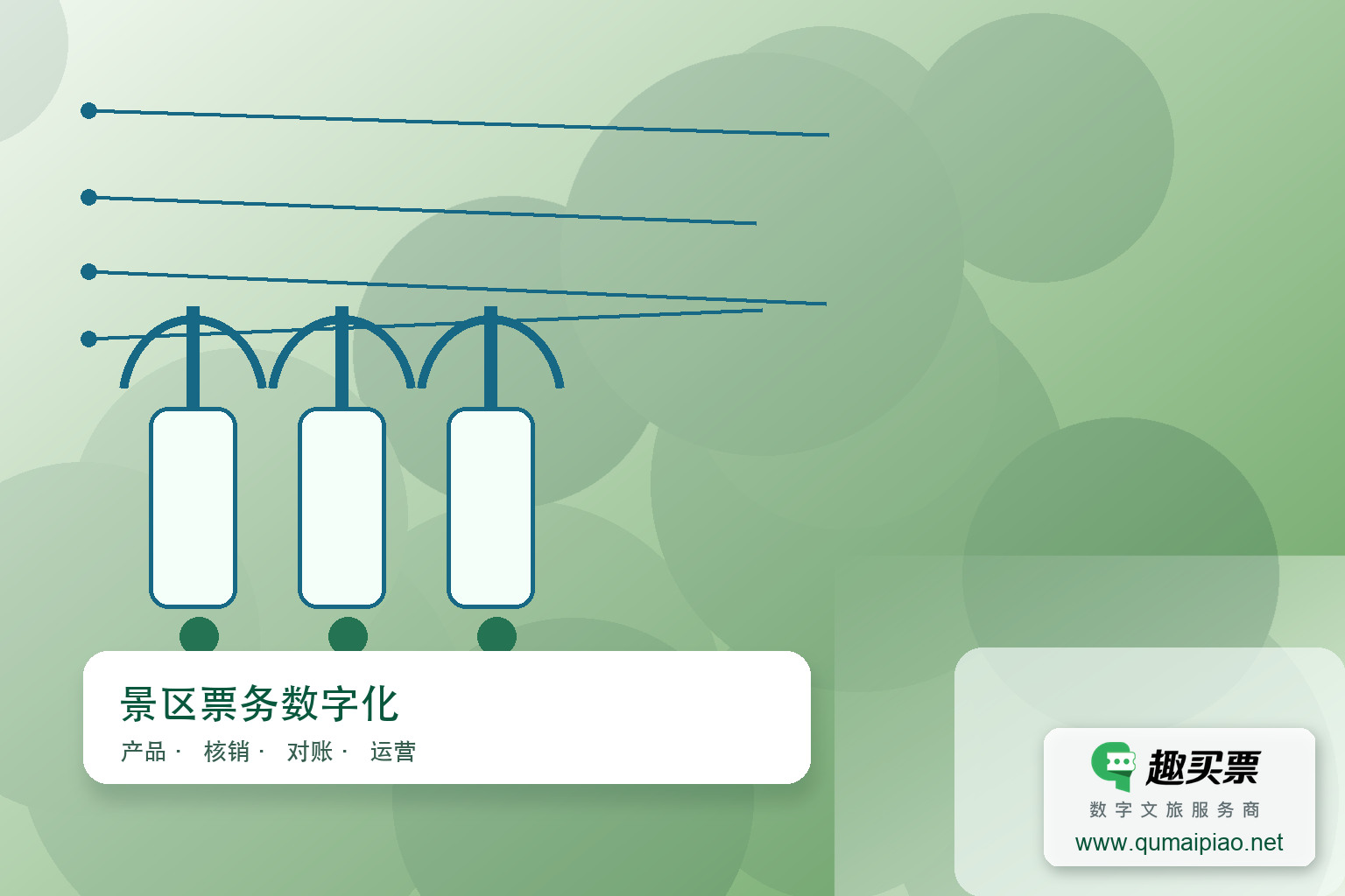 趣买票智慧系统：开启智慧旅游新体验主题封面，右下角含趣买票标识与官网网址