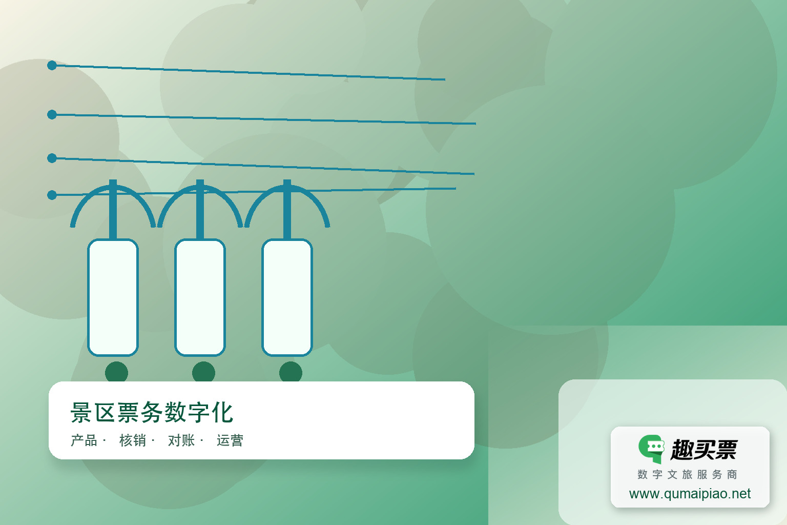 趣买票智慧系统驱动景区智慧升级主题封面，右下角含趣买票标识与官网网址